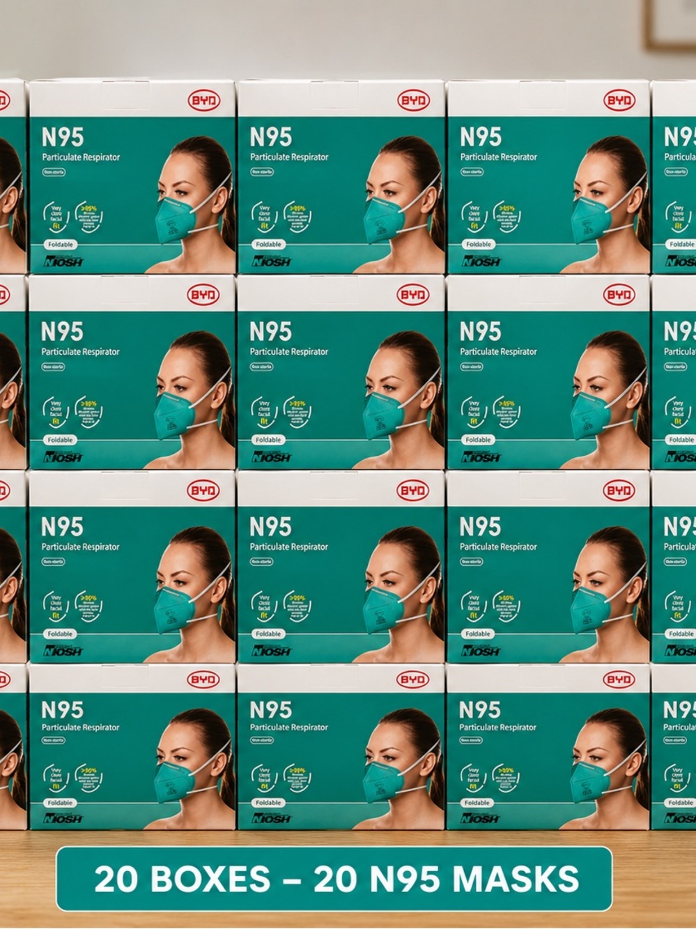 N95 Particulate Respirator Mask – Teal (20 Pack)